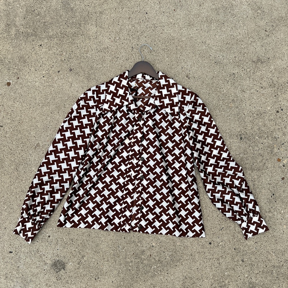 Vintage 1970s Houndstooth Pattern Top